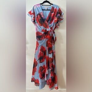 Hutch Zola Short-Sleeve Ruffle Wrap Midi Dress